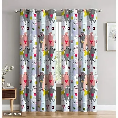 K30 3D Cartoon Design Digital Printed Polyester Fabric Curtains for Bed Room Kids Room Living Room Color Blue Window/Door/Long Door (D.N. 616)