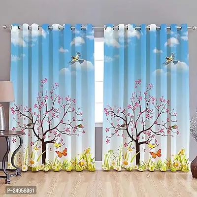 RFS 3D Tree Digital Printed Polyester Fabric Curtains for Bed Room Kids Room Living Room Color Sky Window/Door/Long Door (D.N.158) (1, 4 x 9 Feet (Size ; 48 x 108 Inch) Long Door)-thumb0