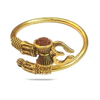 Ram Ratan Kendra Golden Oxidized Alloy Shiva Gold Trishul Rudraksha Damru Designer Kada Bracelet for Women and Men (Flexible)-thumb2