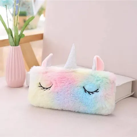 Unicarn Pencil Pouch  Unicarn Fur Pencil Pouch for Girls Student for Store Pen Pencil Eraser   Storage Bag for Make up   Soft Cute Cotton Pencil Pouch Travel Pouch (Fur Pouch  Pack of 1)