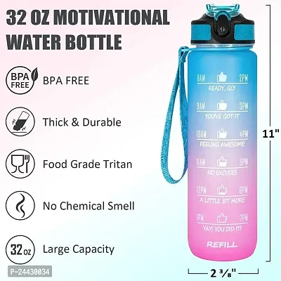 ARB Unbreakable Motivational Sipper Bottle With Straw Non- Toxic1 Litre Water Bottle With Time Markings For Home, Office, Gym Sports, School-thumb5