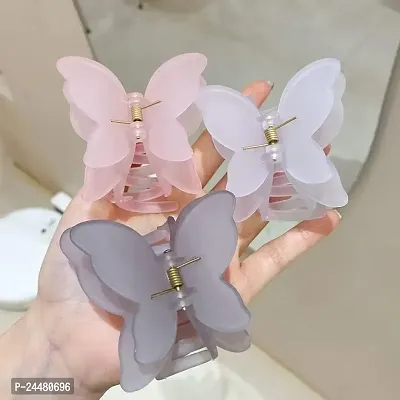 3 Pcs Butterfly Design Stylish Clutcher For Girls or Women Matte Hair Clip or Hair Claw For Thick Hair Women's Stylish Hair Clatcher Accessories