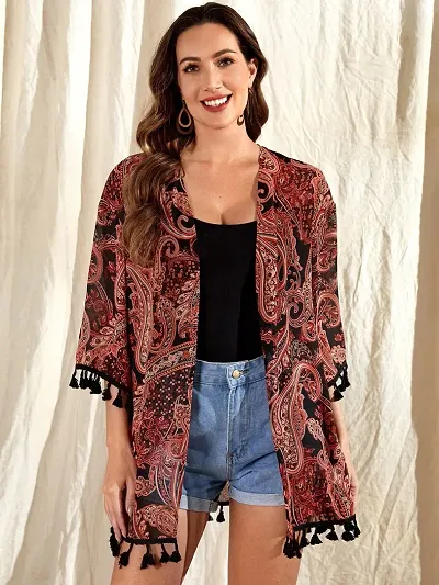 Classic Georgette Printed Shrug for Women