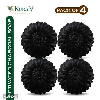 Kuraiy Activated Charcoal Deep Cleansing Bath Soap, 100g (Pack of 4)  (4x 100 g)-thumb0