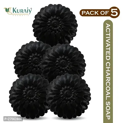 Kuraiy Activated Charcoal Deep Cleansing Bath Soap, 100g (Pack of 5)  (5x 100 g)-thumb0