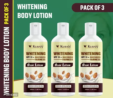 KURAIY Whitening Almond Body Lotion On SPF15+ Skin Lighten  Brightening Almond Body Lotion Cream (100 ml) Pack Of 1-thumb0