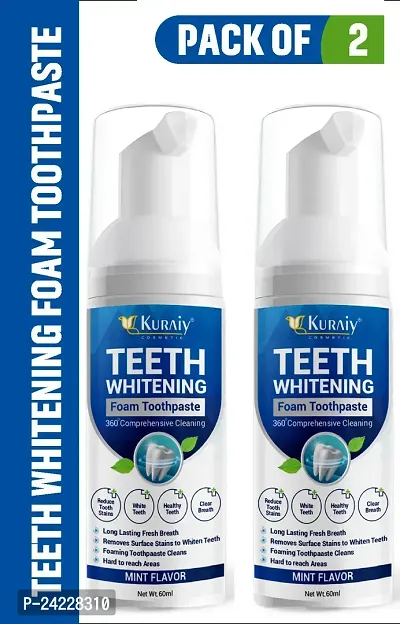 KURAIY Safe Teeth Cleansing  Mousse Removes Stains Tooth  Toothpaste Oral Hygiene Deep Cleaning Fresh Breath Care Products PACK OF 2-thumb0