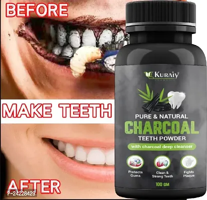 KURAIY Teeth Whitening Activated Carbon Powder Healthy Harmless Bamboo Charcoal Whitening Oral Hygiene Cleaning Teeth Caring 100g