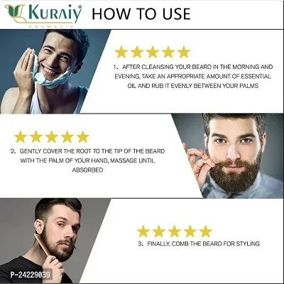 KURAIY Growth Beard Oil Grow Beard Thicker  More Full Thicken Hair Beard Oil For Men Beard Grooming Treatment Beard Care-thumb3