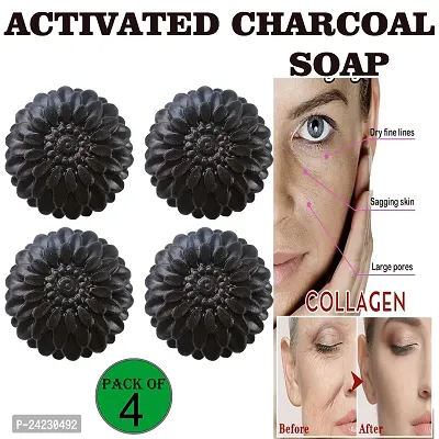 Kuraiy Activated Charcoal Deep Cleansing Bath Soap, 100g (Pack of 4)  (4x 100 g)-thumb0