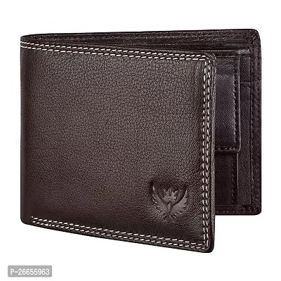Designer Brown Leather Solid Two Fold Wallet For Men