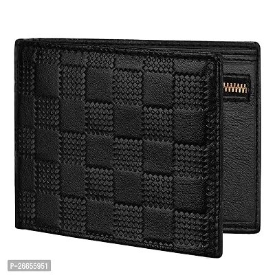 Designer Black Leather Solid Two Fold Wallet For Men