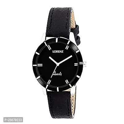 Stylish Black Synthetic Leather Analog Watches For Women