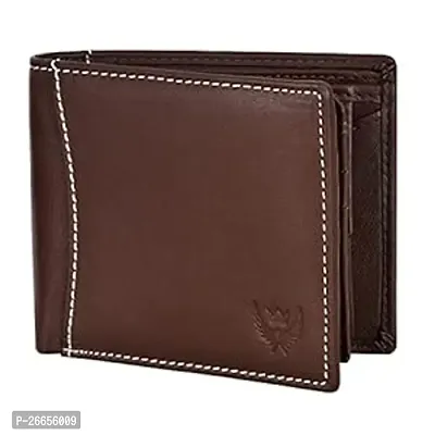 Designer Brown Leather Solid Two Fold Wallet For Men