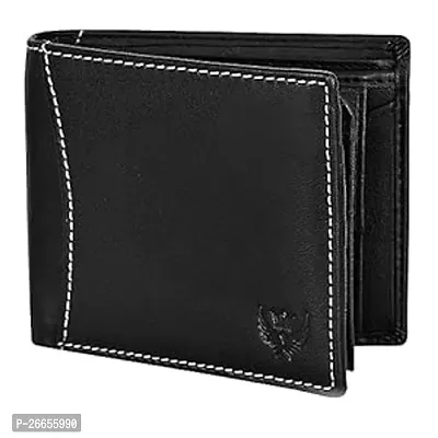 Designer Black Leather Solid Two Fold Wallet For Men-thumb0