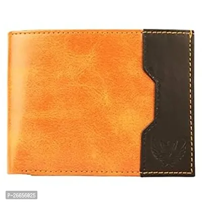 Designer Tan Leather Solid Two Fold Wallet For Men