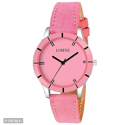 Stylish Pink Synthetic Leather Analog Watches For Women-thumb0