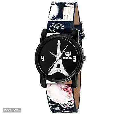 Stylish Black Synthetic Leather Analog Watches For Women