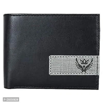 Designer Black Leather Solid Two Fold Wallet For Men