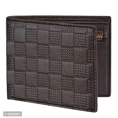 Designer Brown Leather Solid Two Fold Wallet For Men