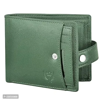 Designer Green Leather Solid Two Fold Wallet For Men