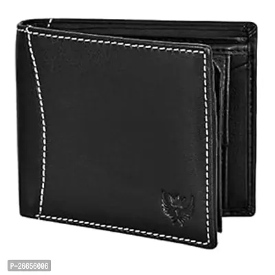 Designer Black Leather Solid Two Fold Wallet For Men-thumb0