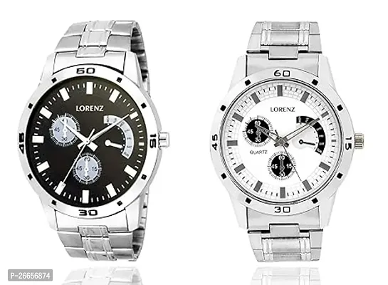 Stylish Men Metal Analog daily Use Watch Pack of 2