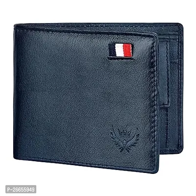 Designer Blue Leather Solid Two Fold Wallet For Men-thumb0