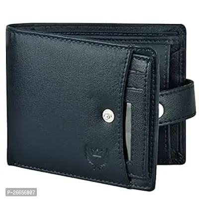 Designer Blue Leather Solid Two Fold Wallet For Men