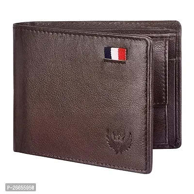 Designer Brown Leather Solid Two Fold Wallet For Men