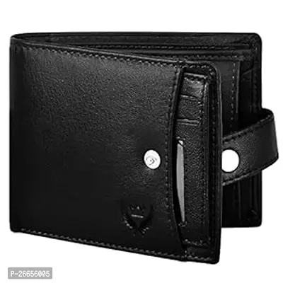 Designer Black Leather Solid Two Fold Wallet For Men-thumb0