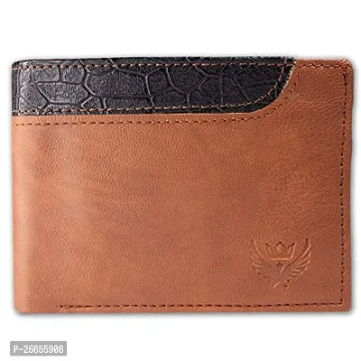 Designer Brown Leather Solid Two Fold Wallet For Men