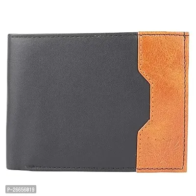 Designer Black Leather Solid Two Fold Wallet For Men
