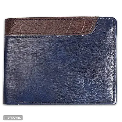 Designer Blue Leather Solid Two Fold Wallet For Men-thumb0