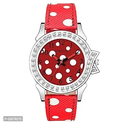 Stylish Red Synthetic Leather Analog Watches For Women