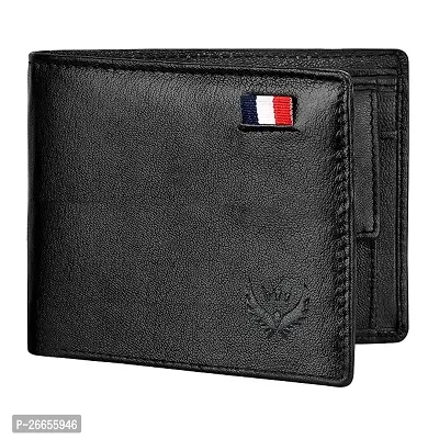 Designer Black Leather Solid Two Fold Wallet For Men-thumb0