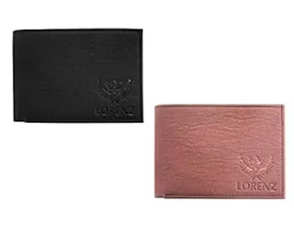 Designer Leather Solid Two Fold Wallet For Men Pack Of 2