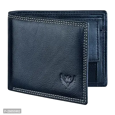Designer Blue Leather Solid Two Fold Wallet For Men-thumb0