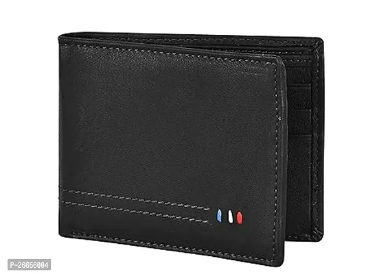 Designer Black Leather Solid Two Fold Wallet For Men-thumb0