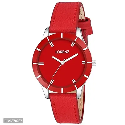 Stylish Red Synthetic Leather Analog Watches For Women