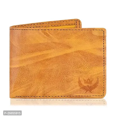 Designer Beige Leather Solid Two Fold Wallet For Men