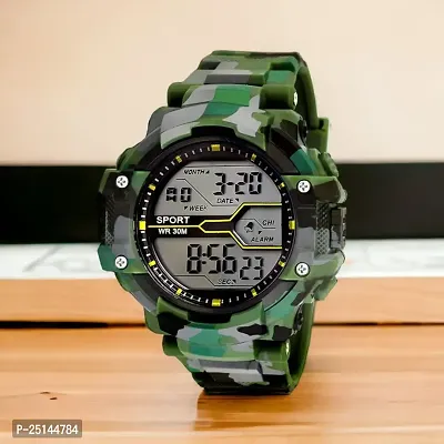 Lorenz Digital Multicolor Dial  Army Camouflage Green Strap Sports Watch for Mens  Boys | MK-3036-DG-thumb0