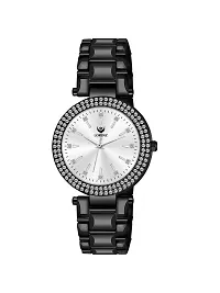 Lorenz Black Analogue Womens Watch with Stone Studd  Metallic Strap | AS-130A-thumb2