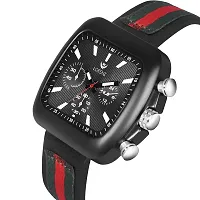 Lorenz Mens Fashion Stainless Steel Case | Superior Black Square Dial Multi Color Strap Watch For Men | MK-4021R-thumb1