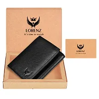 Lorenz TriFold Closure Black RFID Blocking Leather Wallet for Men with ID Slot | Soft Nappa Top Grain Menrsquo;s Leather Wallet | GL-13-thumb1