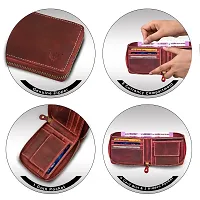 Blocking Genuine Red Hunter Leather Zipper Wallet for Men | Bi-Fold Wallet | Men's Wallet Purse-thumb1