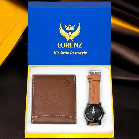 Lorenz Dial Watch Wallet Combo for Men and Boys | CM-1013WL-92