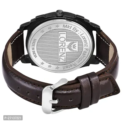 Lorenz Gift Combo Set of Dark Brown Analog Watch  Hi-Quality PU Wallet for Men | CM-407WL-61-thumb3