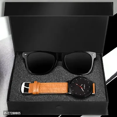 Lorenz Analogue Black Dial Mens Watch  Sunglasses Combo - CM-1061SN
