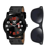 Lorenz Combo of Men's Analogue Black Dial Watch  Black Wayfarer Sunglasses | CM-3071SN-1-thumb1